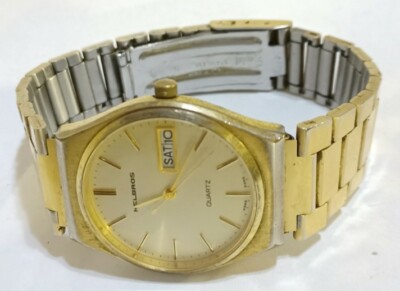 Vintage Men Helbros Watch Y572a Gold Case Bracelet Band 2j Day