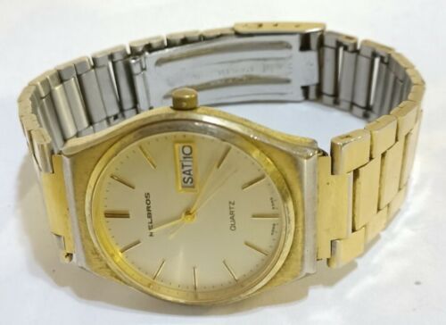 Vintage Men Helbros Watch Y572a Gold Case Bracelet Band 2j Day 