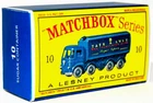 Matchbox Lesney No 10 FODEN SUGAR CONTAINER Empty Repro D style Box.