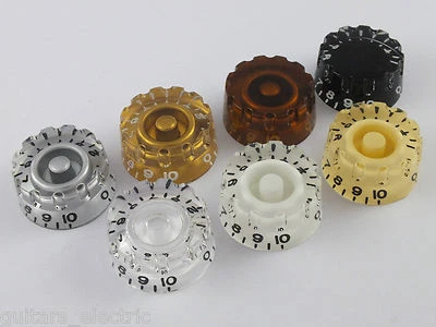 GUITARS ELECTRIC KNURLED SPEED DIAL KNOBS Embossed numbers 24 spline USA Gibson Guitar 7 Colours.
