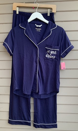 Kate Spade Pajamas Navy “In your dreams” PJ Set sz small NWT