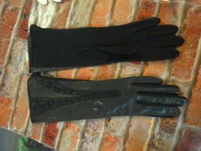 vintage gloves of meyers make USA made 6 1/2 womens ladies black embroidered