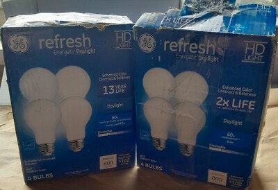 GE Refresh HD Daylight 60w Replacement LED Light Bulb General Purpose 8 Pk A19