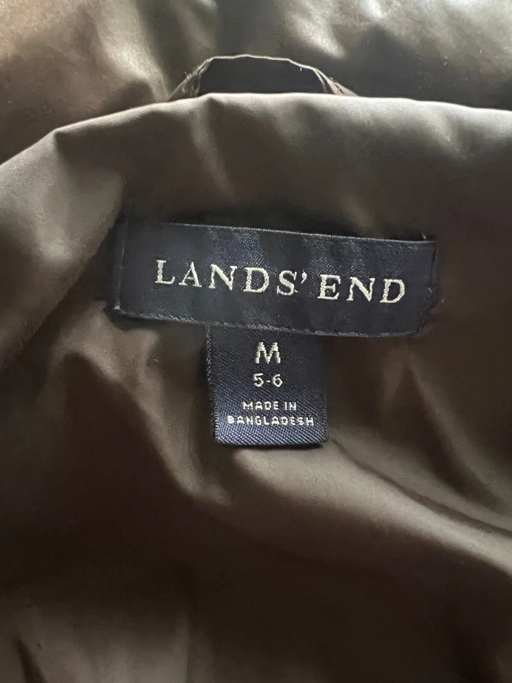 Abrigo de invierno para niños Lands End Down Invierno Snow Puffer Chaqueta Marrón M 5-6 Foto 4 de 4