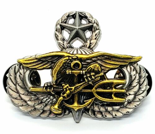 AMRY MASTER Jump Wing Parachute Badge US Navy Trident USN SEAL Team Pin Insignia - Afbeelding 1 van 3