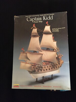Lindberg Captain Kidd Pirate Ship 14 Inches Long - New - Box Opened - Complete