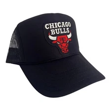 NEW CHICAGO BULLS BLACK HAT 5 PANEL HIGH CROWN TRUCKER SNAPBACK CHI TOWN MJ