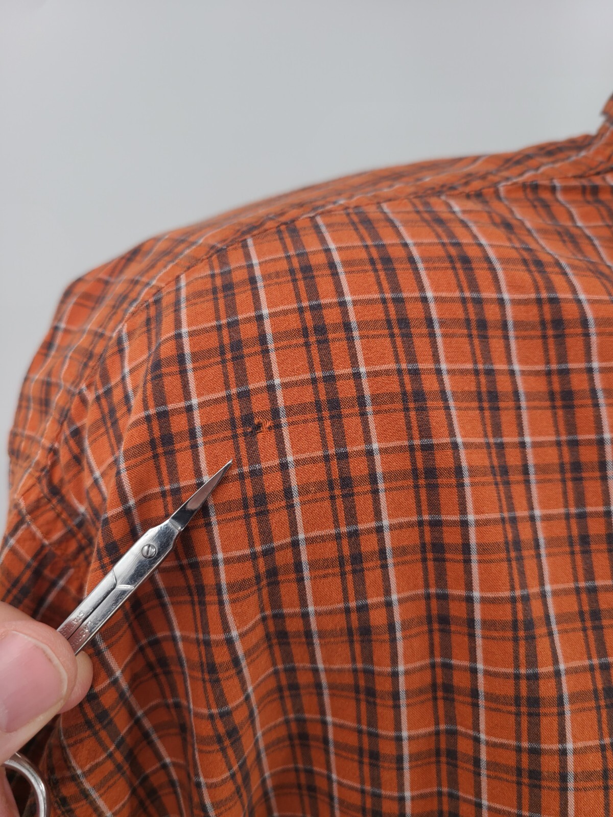 Columbia Shirt XLT TALL Orange Plaid Outdoor Pocket Long Sleeve Casual Men *