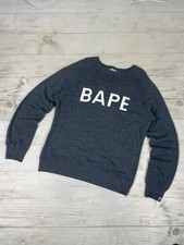 Vintage Bape A Bathing Ape Big Logo Sweatshirt 90s Men Sz Xl Gray