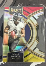 2023 Panini Select - Premier Level Lamar Jackson #190 Red & Yellow Prizm Die-Cut
