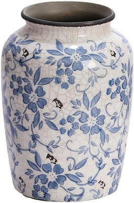 Vintage Blue and White Porcelain Vase Ceramic Vase for Home Decor, Retro Crack B