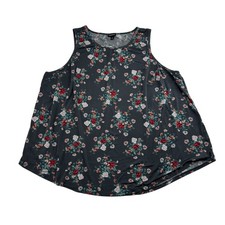 TORRID Gray Floral Rose Tank Sleeveless Blouse Polyester Stretch Sz 4 (4X/26)
