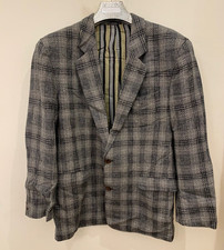 Vintage wool blend glen check gray classic hunting jacket blazer 42R