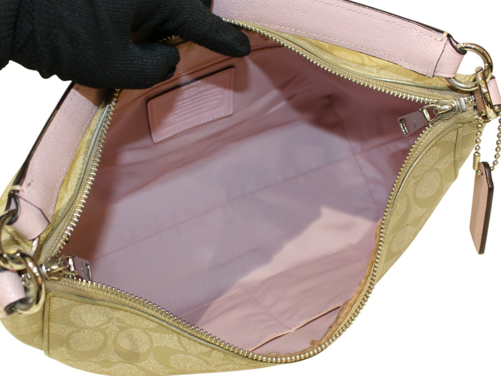 COACH Signature One-Shoulder Bag F34899 Beige Pink PVC×Leather A-260114-8 thumbnail 13