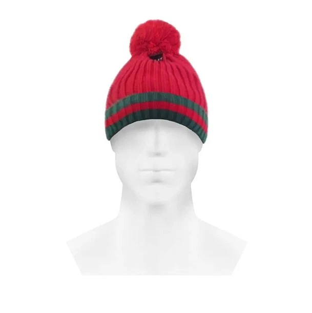 12 Pack  Winter Knit Two Tone Cuffed Warm Hat Sport Pom Ski Beanie Cap - Image 4 of 4