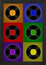 Vinyl Records Pop Art Framed Wall Art Poster Canvas Print Picture