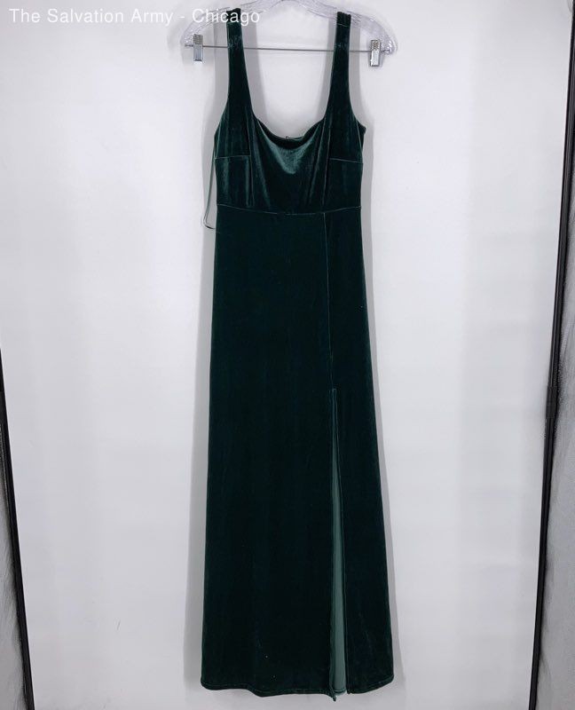 Birdy Grey Womens Green Velvet Sleeveless Side Slit Maxi Dress Size XS