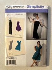 2549 SIMPLICITY - DRESS in 2 Lengths w Variations - Sz 6/8/10/12/14 32"-40"