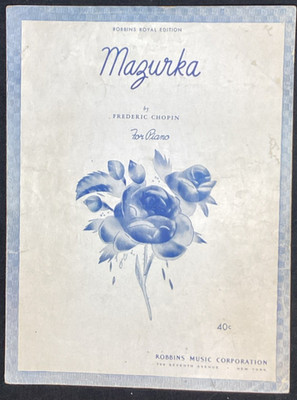 Vtg Sheet Music, Mazurka, Chopin 1939 - ships free