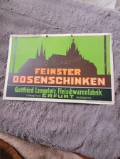 Pappschild Feinster Dosenschinken G.Langelotz Erfurt