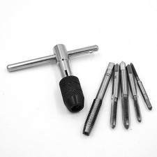 6 Pieces T-handle Tap Wrench Set M3 M4 M5 M6 M8 Screw Treading Tool Sturdy Metal