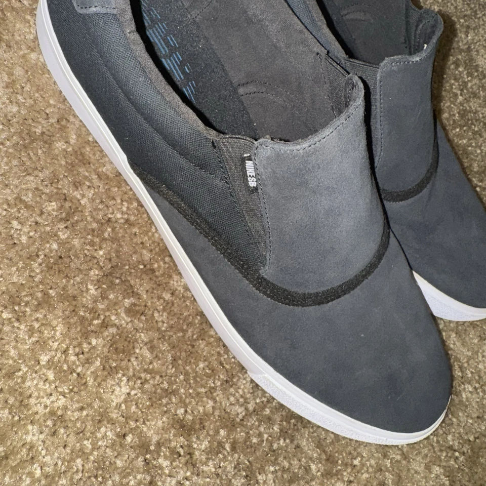 Nike SB Cromo Zapatos Sin Cordones Negro Gamuza Talla 18 CZ2373-001 Skateboarding Raro Foto 3 de 4