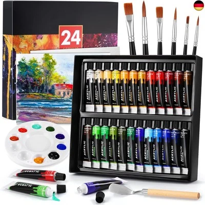 MARKE DAZSPIRIT DazSpirit 24 Farben Acrylfarben Set mit 6 Pinselset+2 Leinwand+1