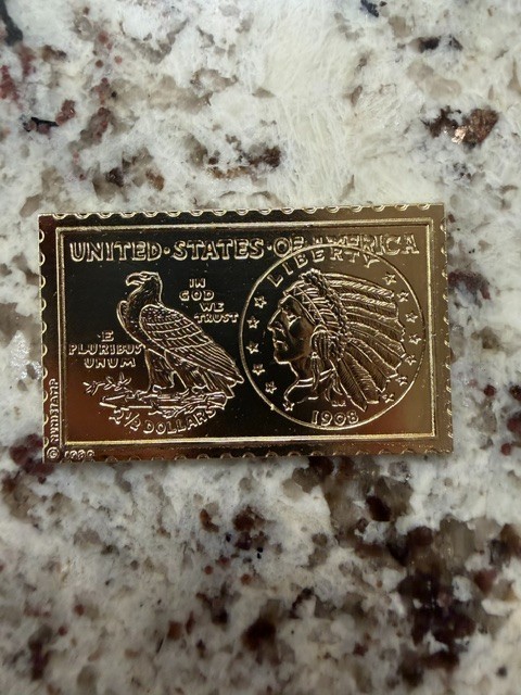 1908 USA INDIAN HEAD NUMISTAMP QUARTER EAGLES $2.50 MEDAL MORT REED #1382