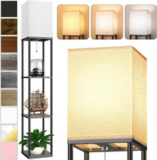Floor Lamp with Shelves for Living Room, Shelf Floor Lamp with 3 CCT LED Bulb, C