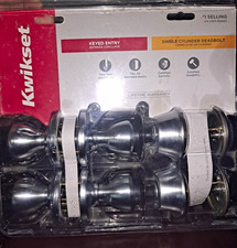 Kwikset Keyed Entry Knob Single Cylinder Deadbolt Set,Silver 4pk. Unopened.