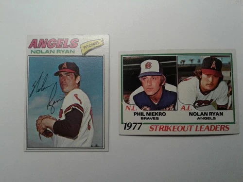 1977 Topps Nolan Ryan California Angels plus Strikeout Leader card