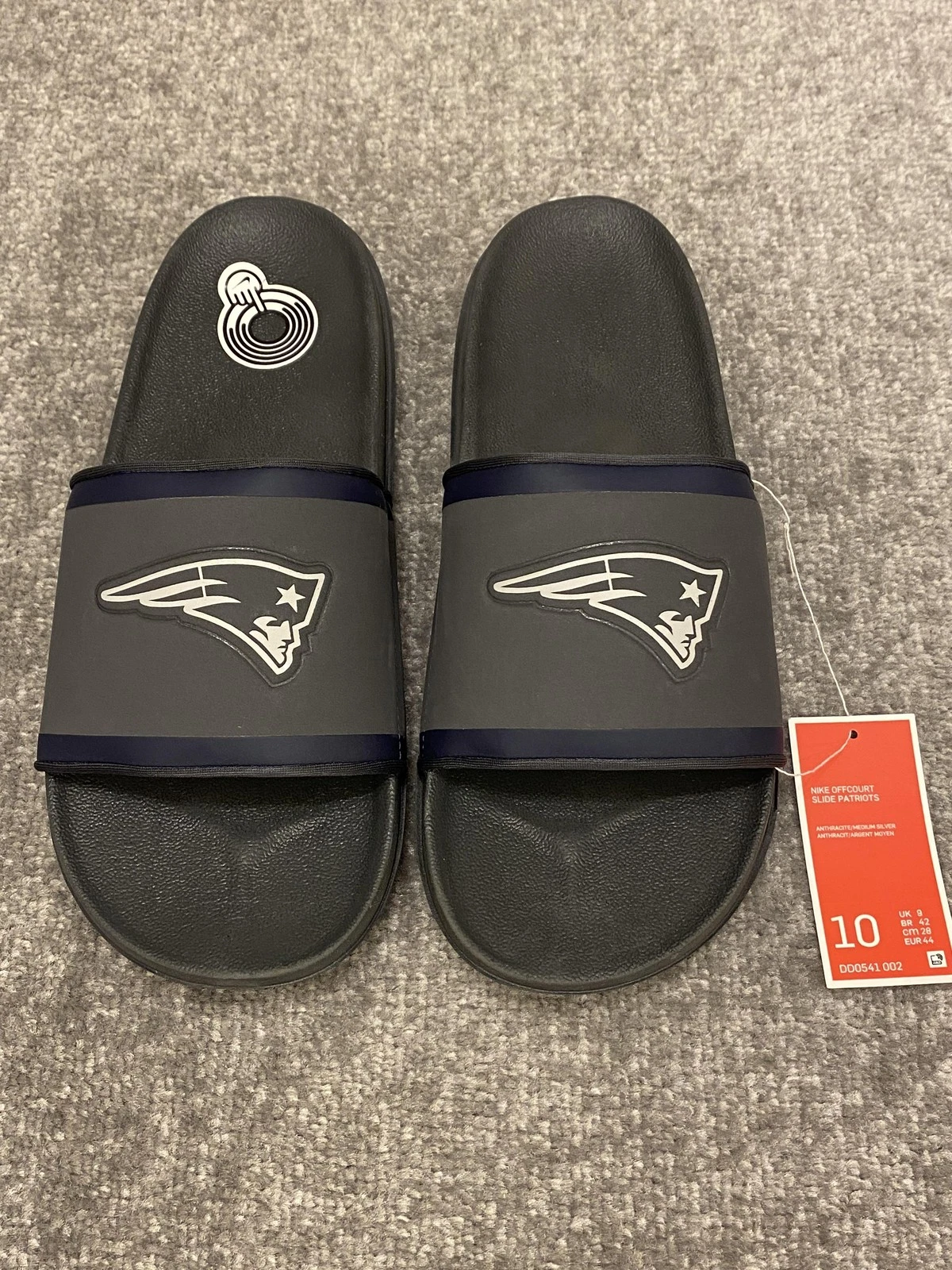 Sandali da calcio Nike New England Patriots Slides da uomo taglia 10 fuori campo NFL NUOVI