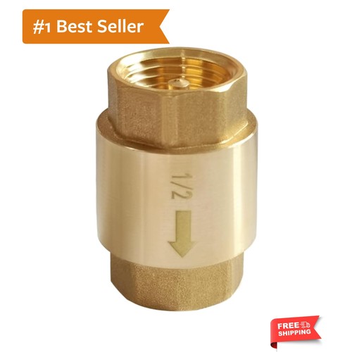 Brass 1/2 Inch NPT In-line Spring Check Valve, 1PCS