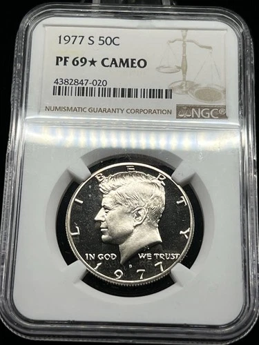 1977 S Kennedy Half Dollar PF NGC PF69* STAR CAMEO High Luster, Great Eye Appeal