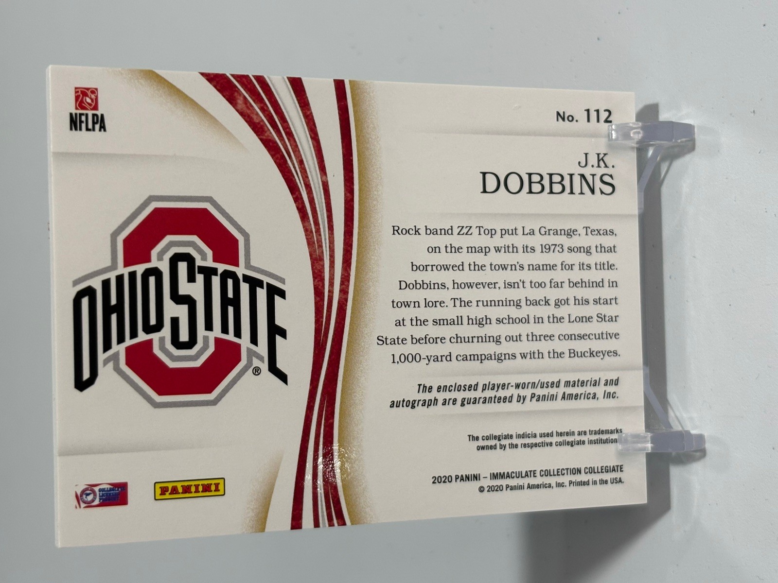 JK Dobbins 2020 Panini Immaculate Rookie On Card Auto 4 Color Patch Card 53/99  view 2