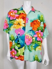 VTG Jams World Mens Shirt XL Short Sleeve Button Floral Hawaiian Parisian Garden
