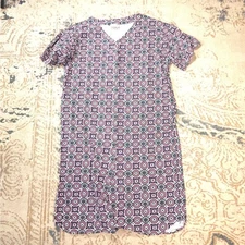 Vintage Val Mode Lingerie Nightgown Short Sleeve One Size Women Geometric