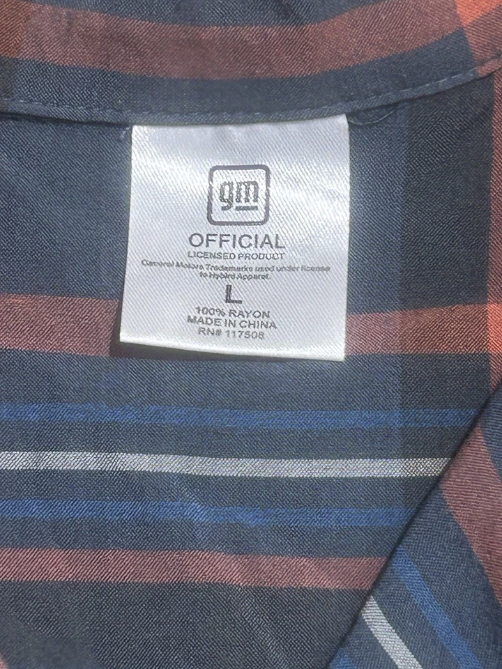 Camisa Corvette Oficial General Motors Para Hombre Grande Azul A Cuadros Abotonada Informal Foto 3 de 4