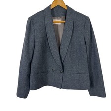 Pendleton Vintage 100 Virgin Wool Grey Blazer Jacket Women Sz 14 USA Academia