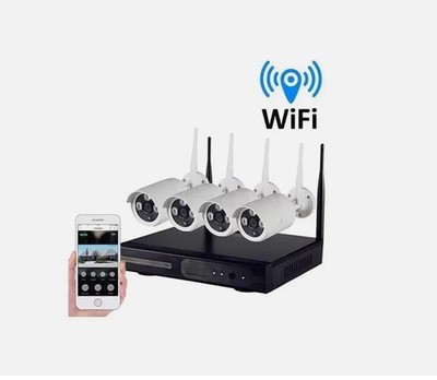 WIRELESS FULL HD VIDEO SURVEILLANCE KIT 4 CAMERAS WIFI REMOTE IP 5G DVR NVR