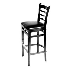 Oak Street Mfg Ladderback Black Wood Barstool w/Black Vinyl Seat