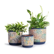 DeeCoo 3 Piece Ceramic Plant pots Indoor Pots Set with Drainage Holes, 5.7/4....