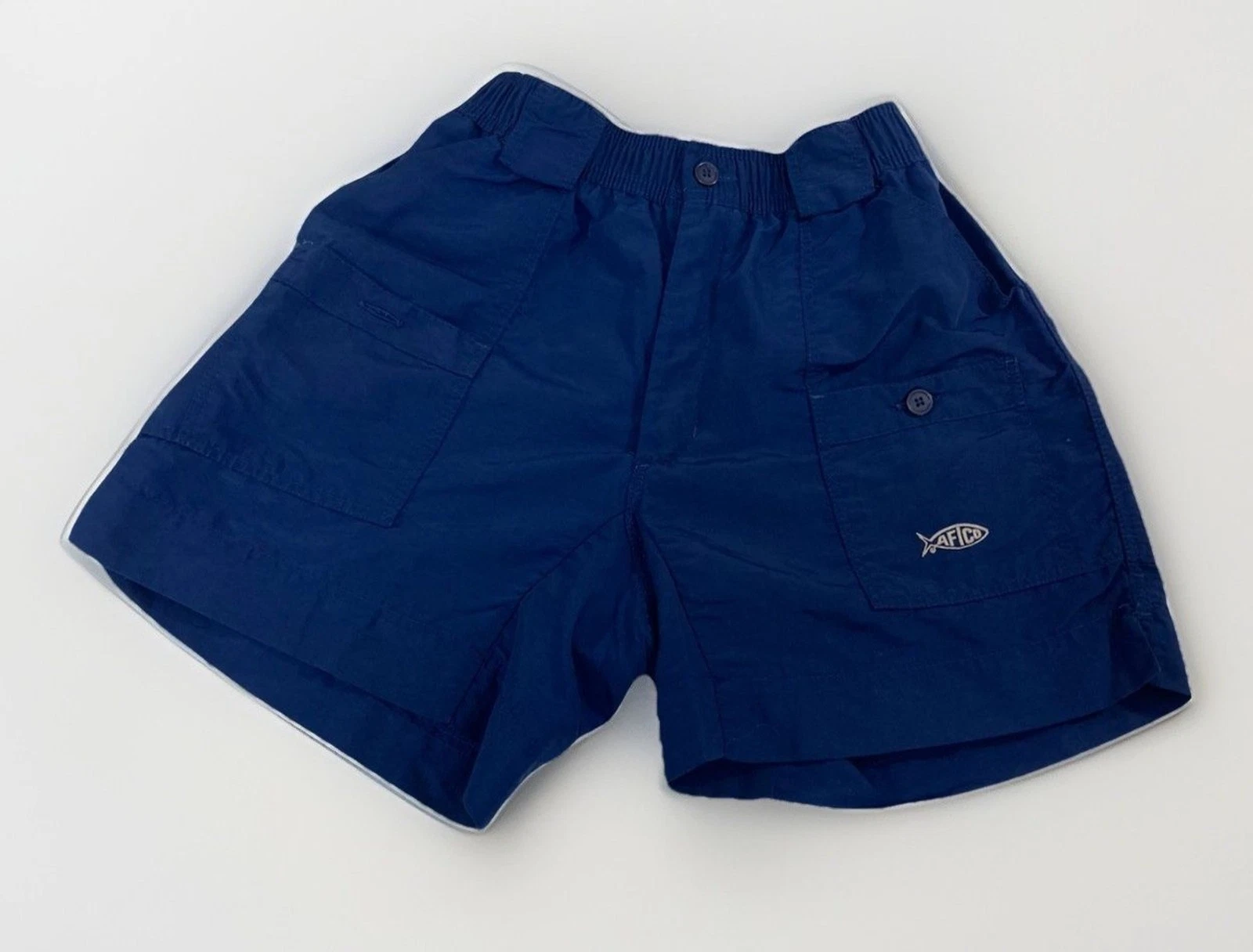 AFTCO Original Fishing Shorts Mens 28 Blue Nylon Cargo Quick Dry 7 Pocket