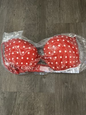 Victoria's Secret Very Sexy   Women's Push-Up Bra Size 32B Red/White Polka Dot