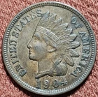 1904 Indian Head Cent 1C Copper Coin XF Nice Original