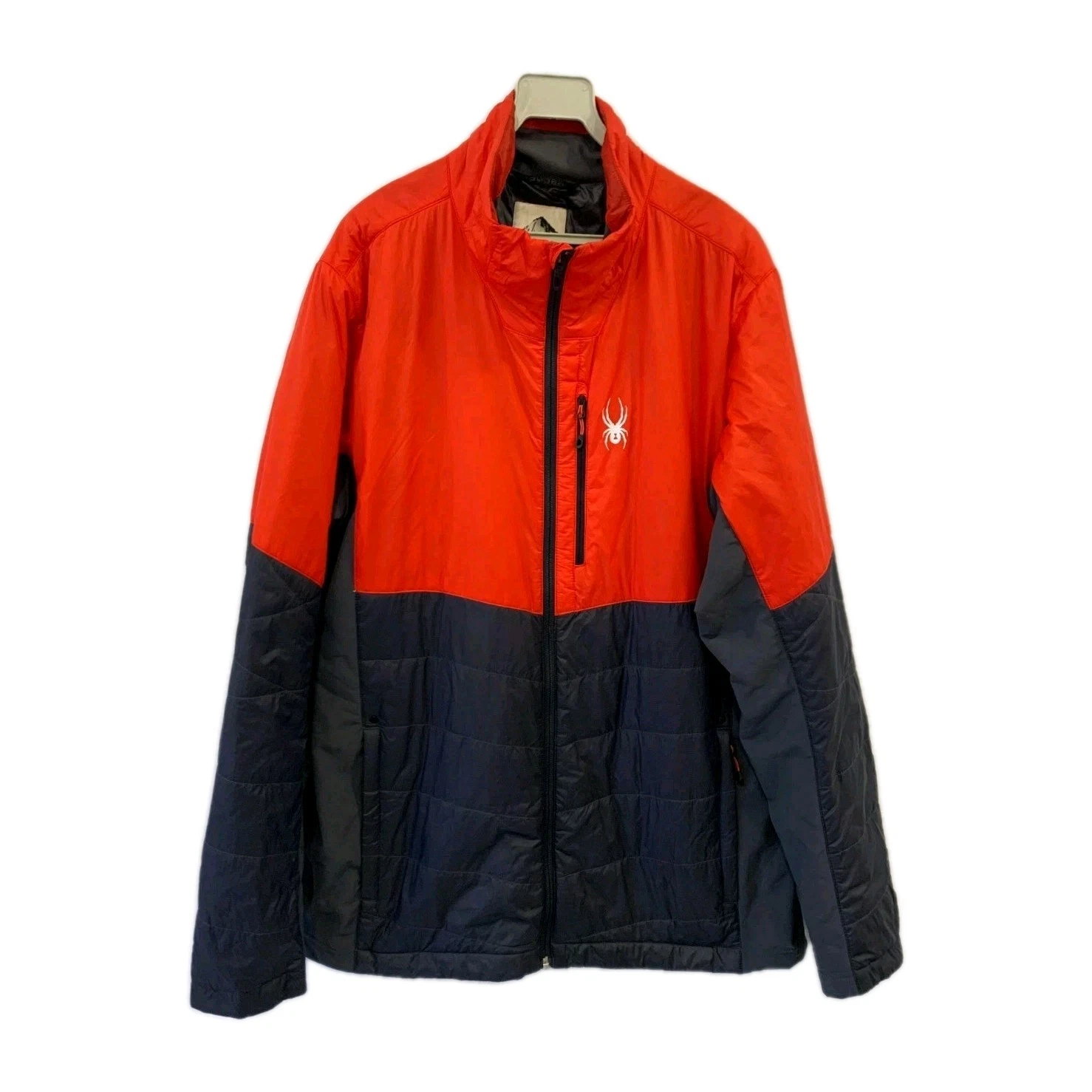 Spyder Insulated Puffer Jacket Mens XL Red Black Full Zip PrimaLoft Ski #203