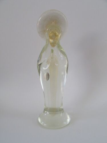 Vintage MURANO Italy Clear Glass Gold Dust Praying Madonna Angel Figure 10" - Picture 2 of 8