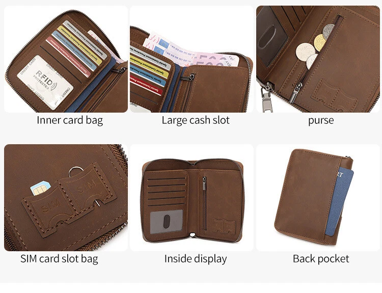 Travel Passport Holder RFID Anti Theft Wallet Brushing Soft Leather Credit Card - Image 4 of 4