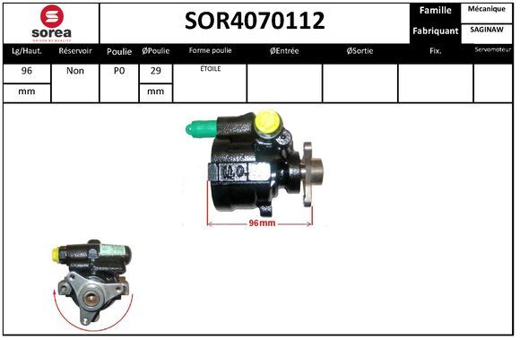 Pompe hydraulique de direction de rechange standard SNRA SOR4070112