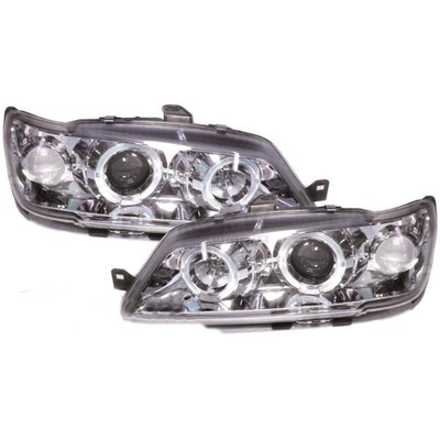 Scheinwerfer Set für Peugeot 306 Bj. 93-97 klarglas/chrom Angel Eyes 1003121